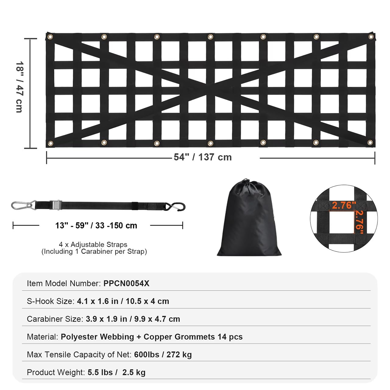 Heckklappen-Netz für Nissan Frontier | Hochbelastbares Polyester-Gurtband mit verstärktem Kreuzdesign für überlegene Tragfähigkeit und sichere Ladungssicherung