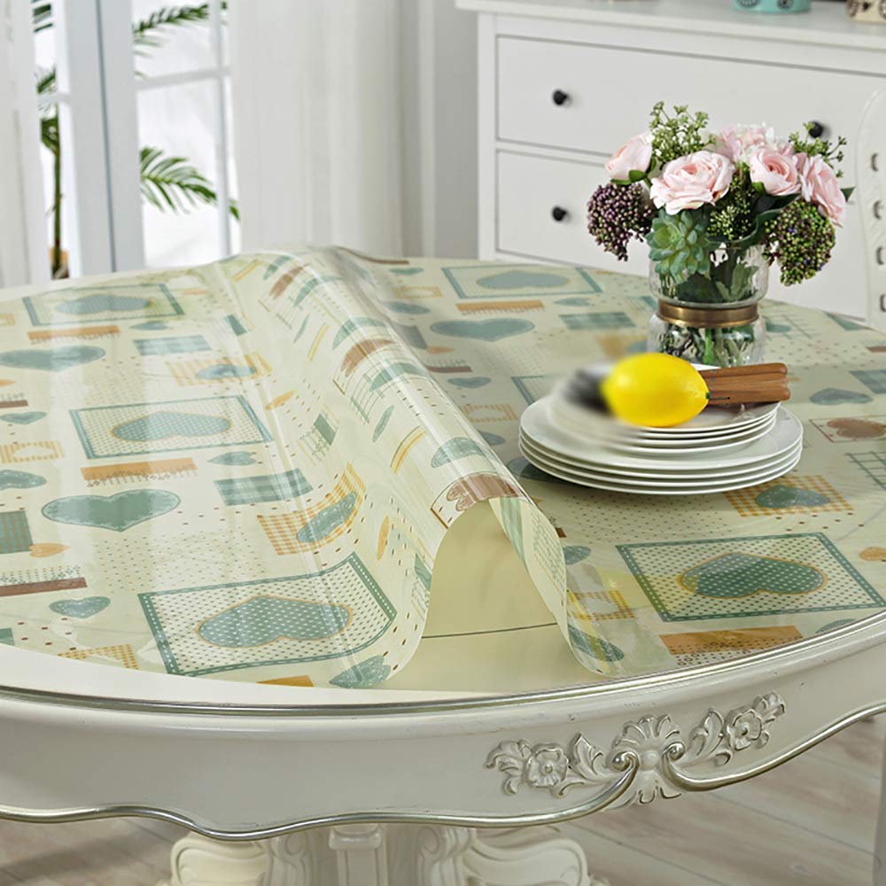 Home Table Hotel Restaurant Table Clothes Table Cloths Round Thicken Soft Glass Tablecloth Waterproof Antiscalding Oilproof PVC Table Mat 135cm
