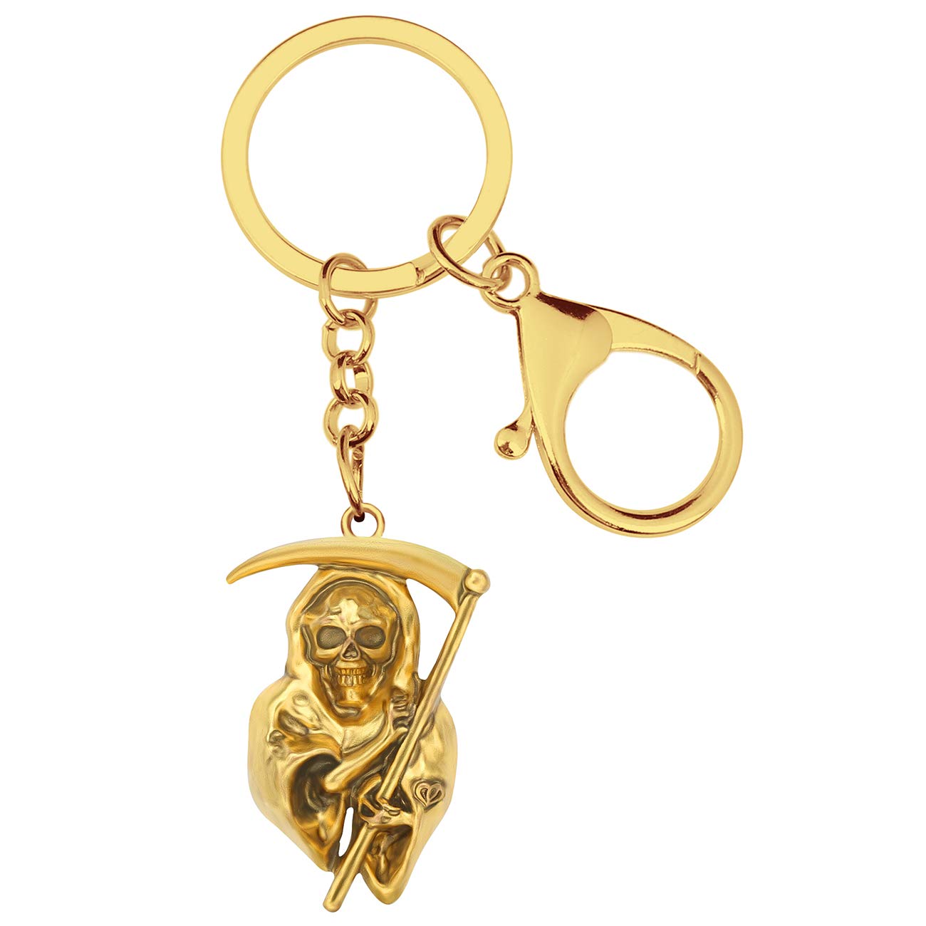 Weveni Women's Gold Novelty Halloween Grim Reaper Keychain Skull Key Ring Car Bag Wallet Accessories Charms For Girls Skull Gifts (Gold)