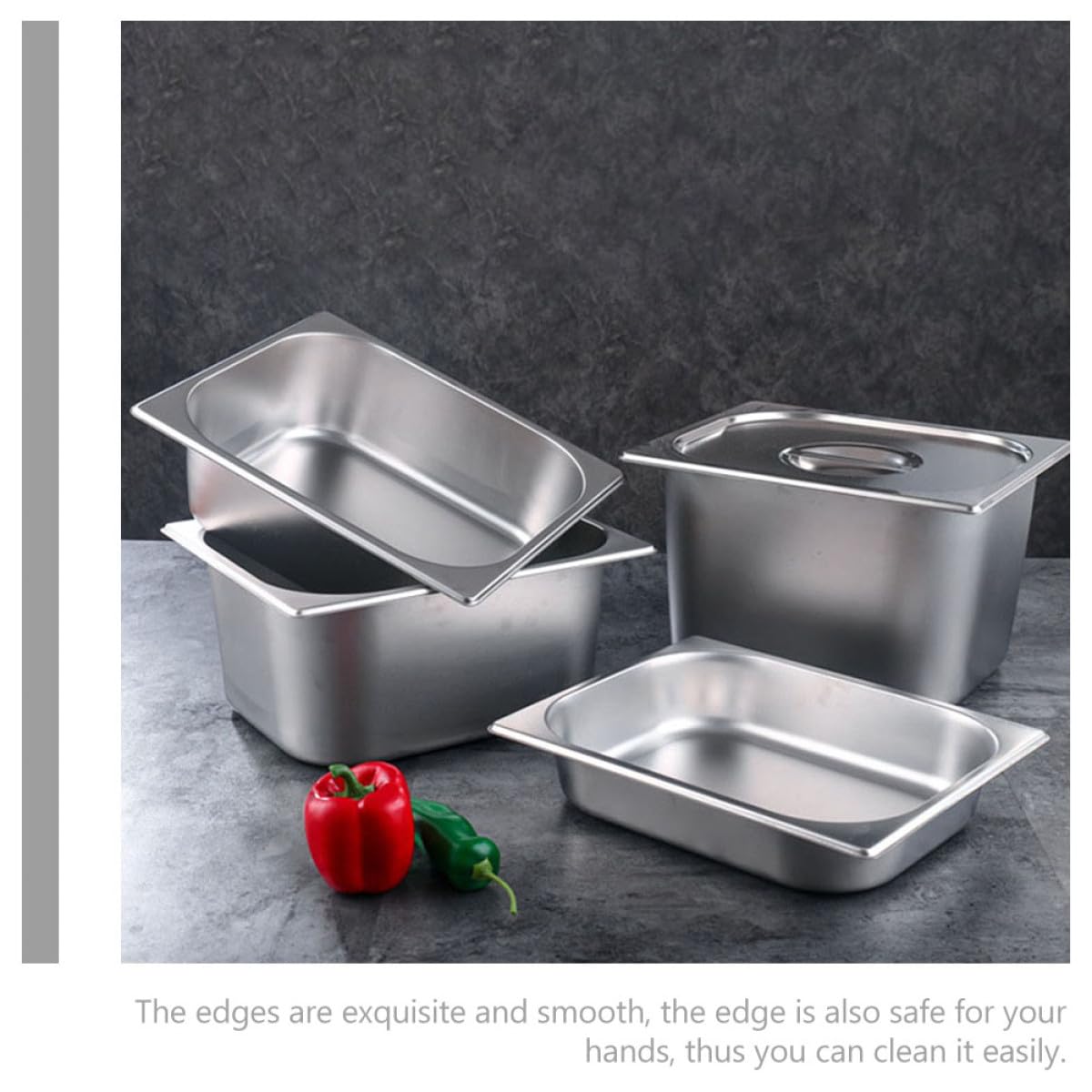 Zerodeko Vassoio da Buffet Rettangolare in Acciaio Inox 1/2 Gn 6,5 Cm con Coperchio Chiuso, Contenitore per Alimenti Riutilizzabile e Sicuro per Catering, Feste e Cucina Professionale