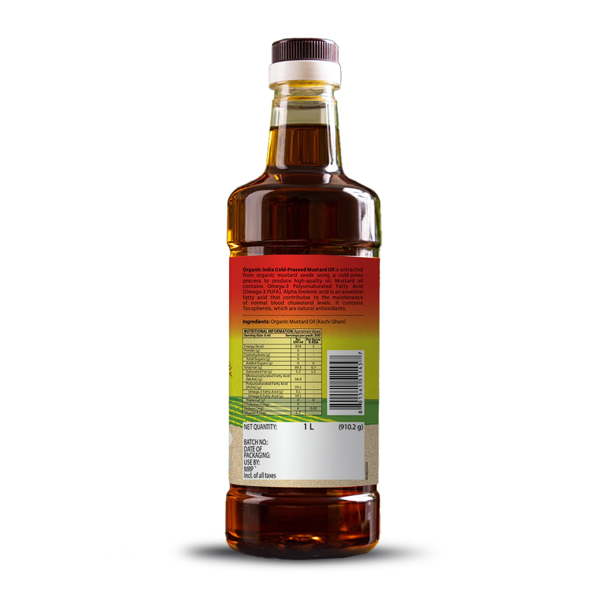 Organic India Mustard Oil, 1000ml | Lab Tested on 250+ Parameters | Certified Organic| Cold Pressed Oil | Kachi Ghani Sarso Ka Tel with Natural Flavour | Perfect for Daily Cooking and Healthier living product image 9