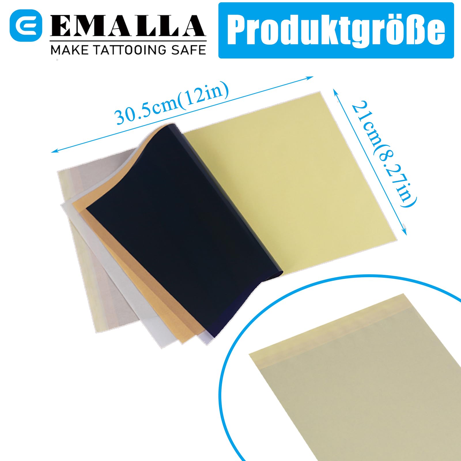 EMALLA INKDOT 100 Blätter Tattoo Transferpapier Stencil Papier A4 Blaupause Papier Blaupapier für Tattoos Tattoo Zubehör Professionelle Künstler