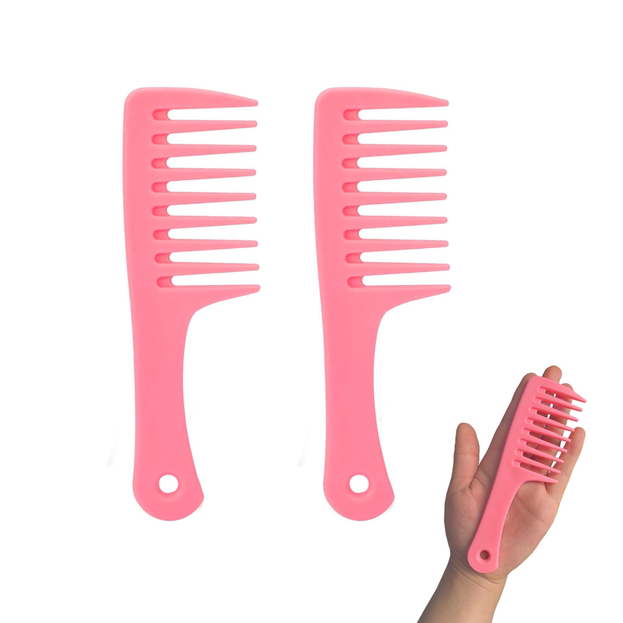 Mini Hair Comb Set - 2 Pack Small Wide Tooth Detangling Brush for Women, Portable Travel Shower Comb for Curly Long Wet Dry Hair, Best Styling Tool for Reducing Hair Loss (Pink)