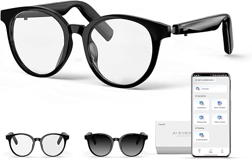Miniatura 14 de GetD Lentes inteligentes de aviador para hombres y mujeres, traducción AI con ChatGPT para 145 idiomas, lentes de sol polarizados con Bluetooth