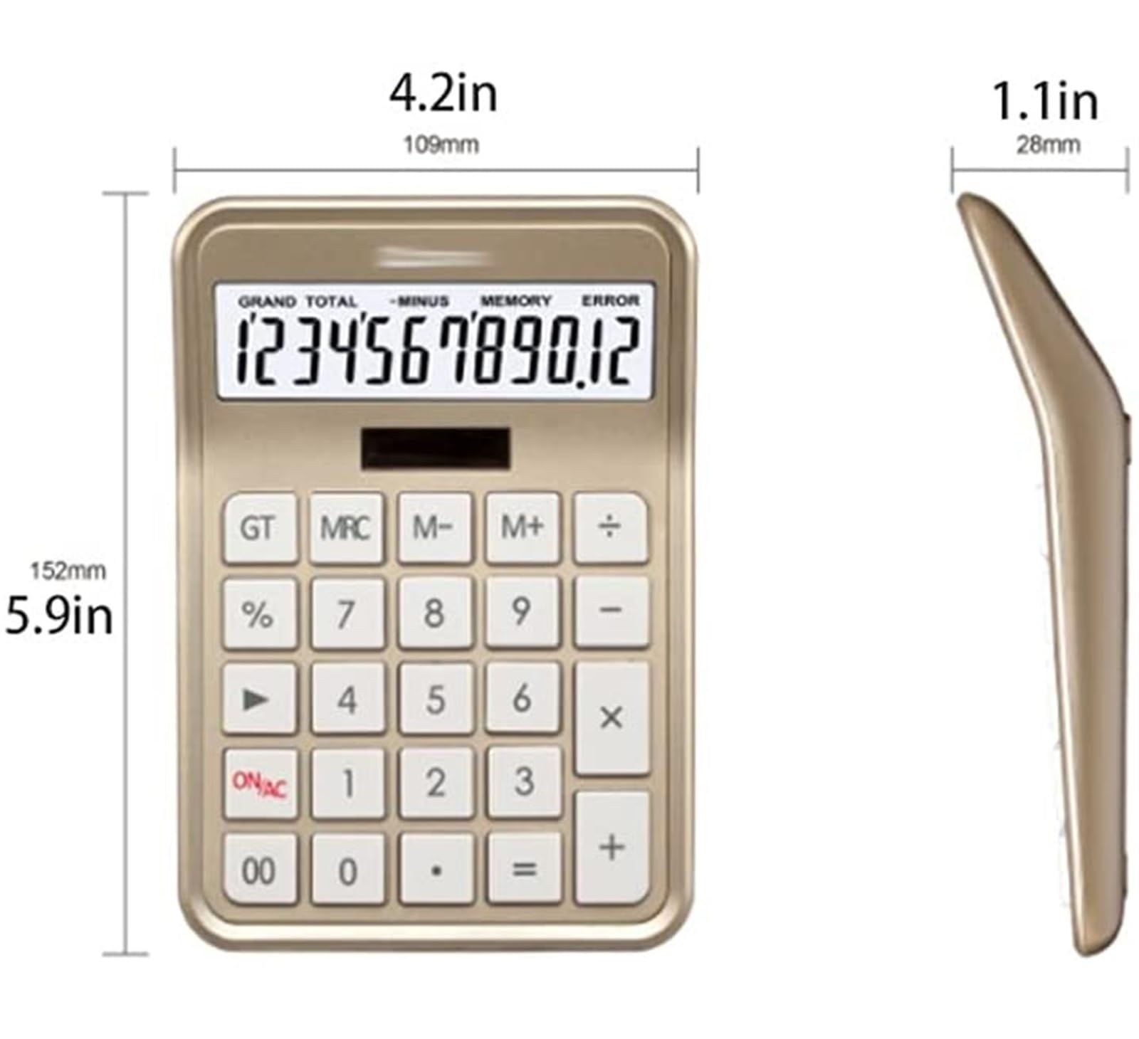 Calcolatrice per Ufficio Calcolatrice con Funzione Standard, Display LCD A 12 Cifre, Batteria Solare, Doppia Alimentazione Scuola