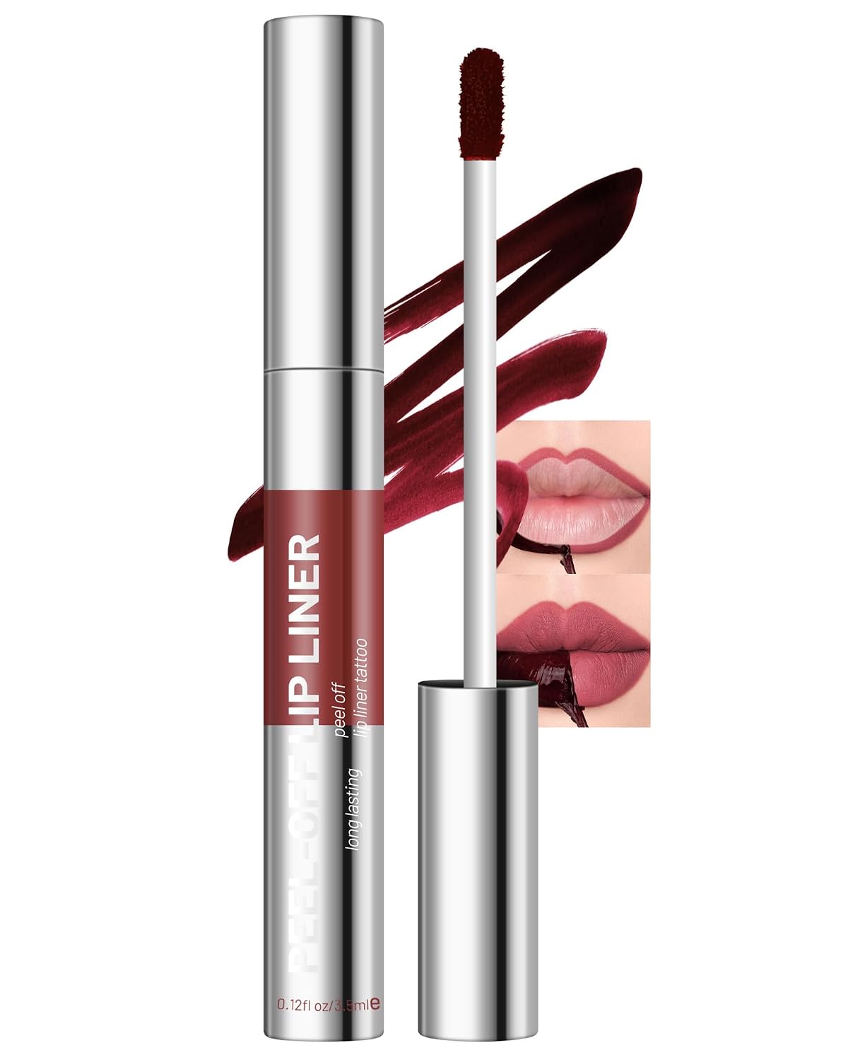 Peel Off Lip Liner Lip Stain, Deep Rose Matte Long Lasting Liquid Lipgloss