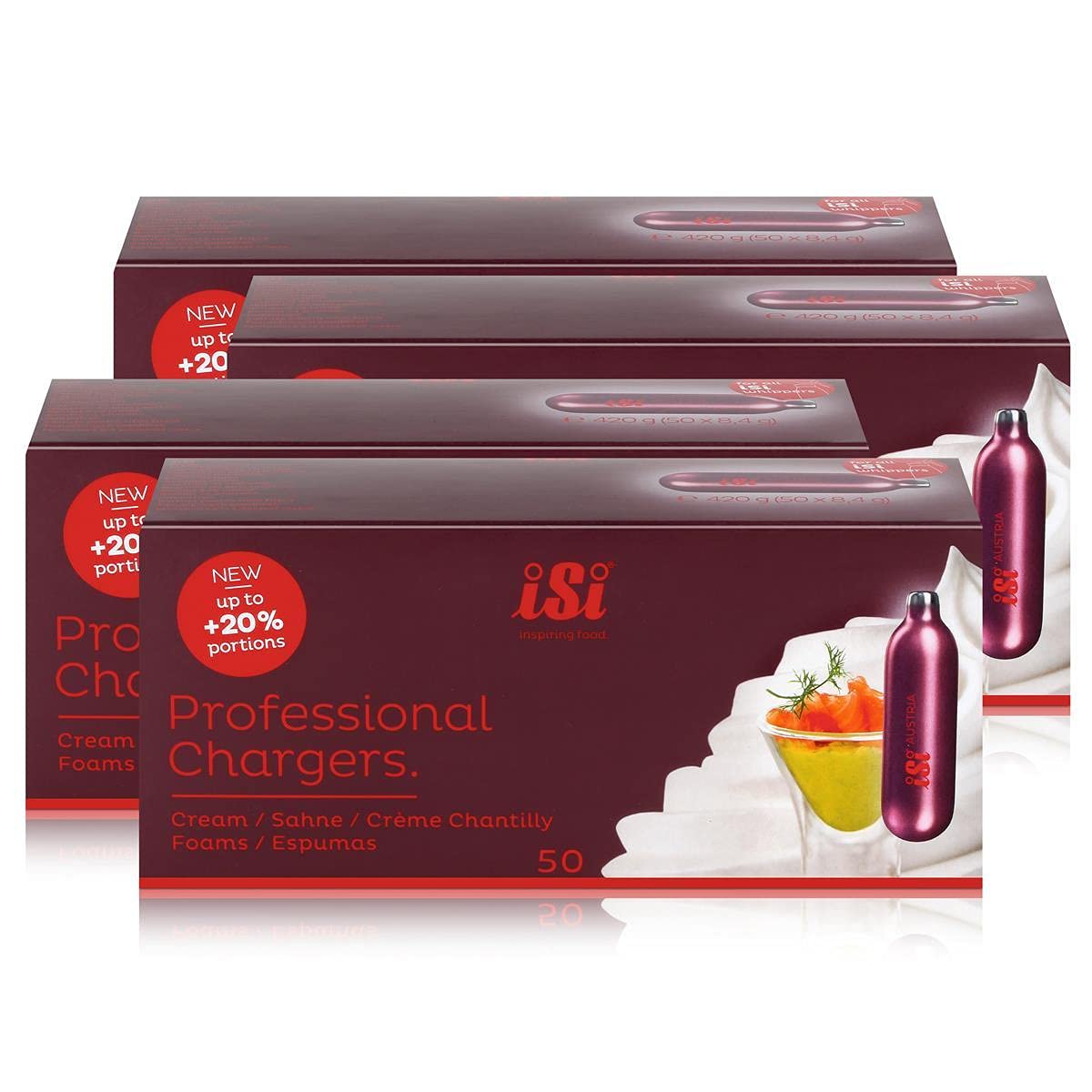iSi Professional Chargers - Cápsulas de nata (420 g, 50 x 8,4 g, 3 unidades)