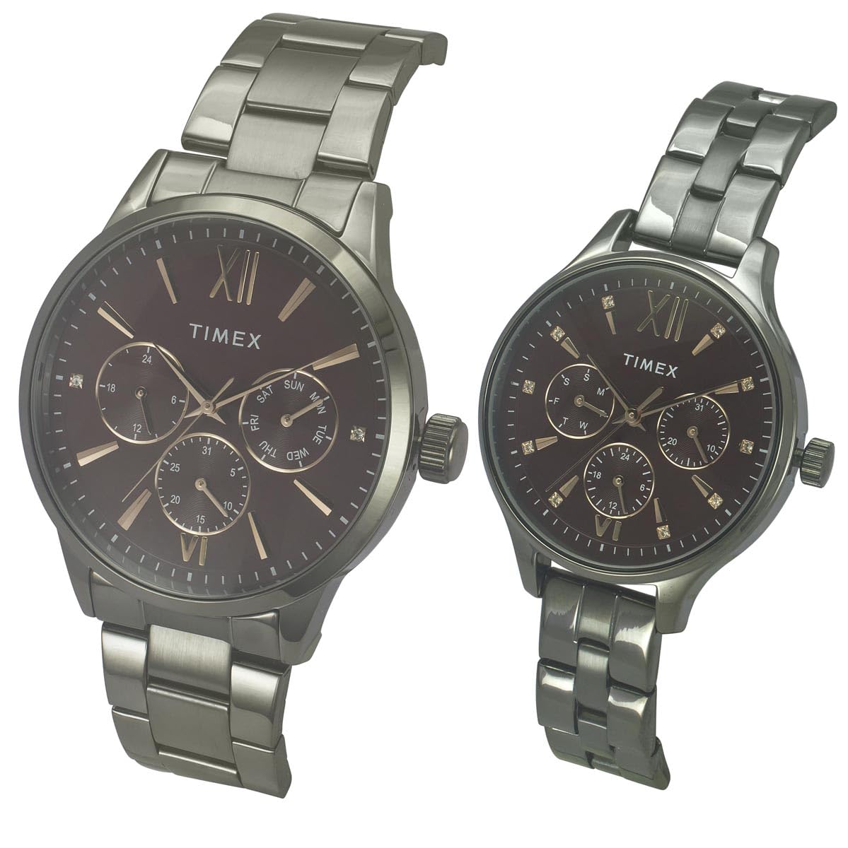 TIMEX Stainless Steel Unisex Burgundy Round Dial Analog Pair Watches - Tw00Pr314, Band_Gray (B0D95WJLTZ) Amazon Price History, Amazon Price Tracker
