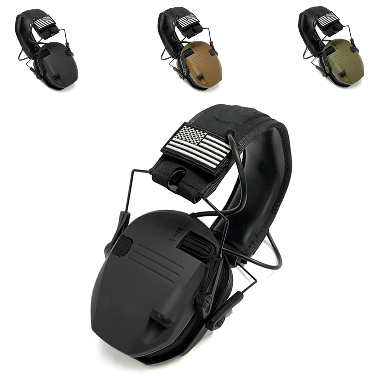 Nouveau Casque Antibruit Tir Électronique Tactique pour Sports Plein Air, Casque Anti-Bruit, Amplification du Son D'impact(Black)