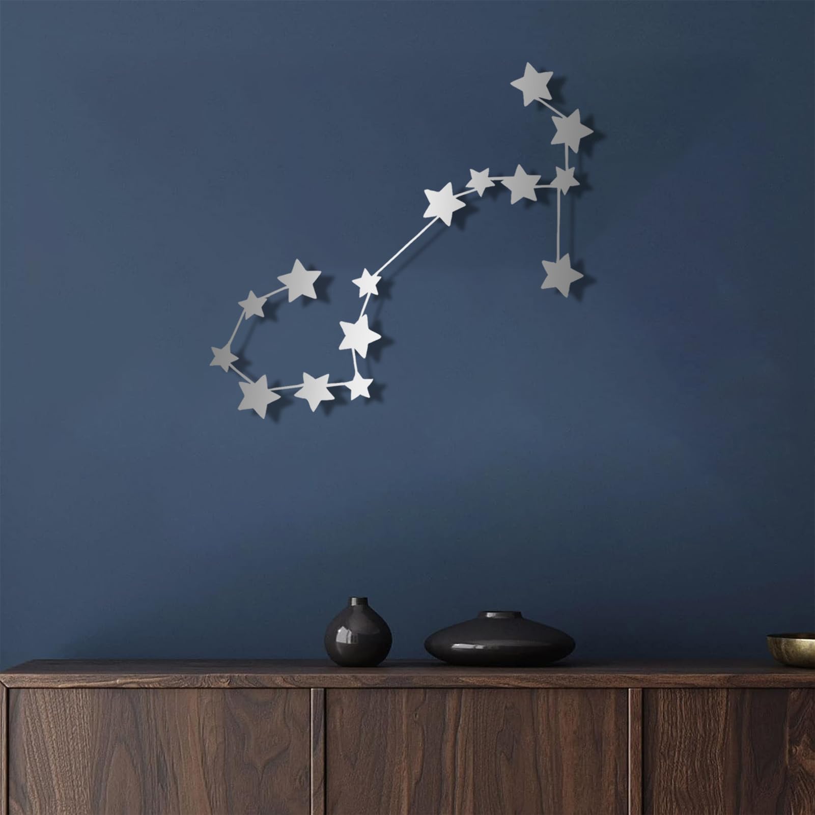 Nowoczesna minimalistyczna metalowa dekoracja ścienna, znak Skorpiona, spersonalizowana z imieniem znaku astrologicznego, tablica do domu (skorpion) (czarny, 70 x 65 cm)