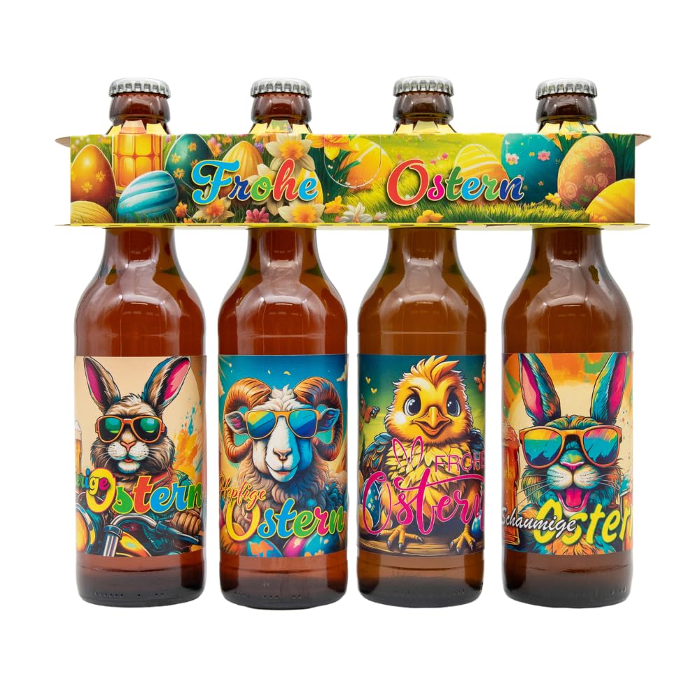 Cannstatter Keller Bräu Osterbier – Limitierte Oster-Edition – Handgebrautes helles Bier in 4x 0,33l Glasflaschen mit Oster-Sonderetikett & Kartonträger – 4,9% Vol. – Ostergeschenk