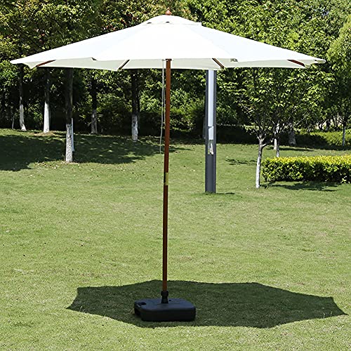ATAAY Sombrilla de Playa de Madera Blanca de 7 pies/2,1 m, sombrilla Redonda para Patio Exterior, Resistente al Agua/UV 50+, sombrilla de Mesa de Mercado con manivela