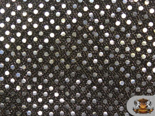 Tela plateada de lentejuelas de lunares pequeños, color negro, 42 pulgadas de anchovendido por The Yard