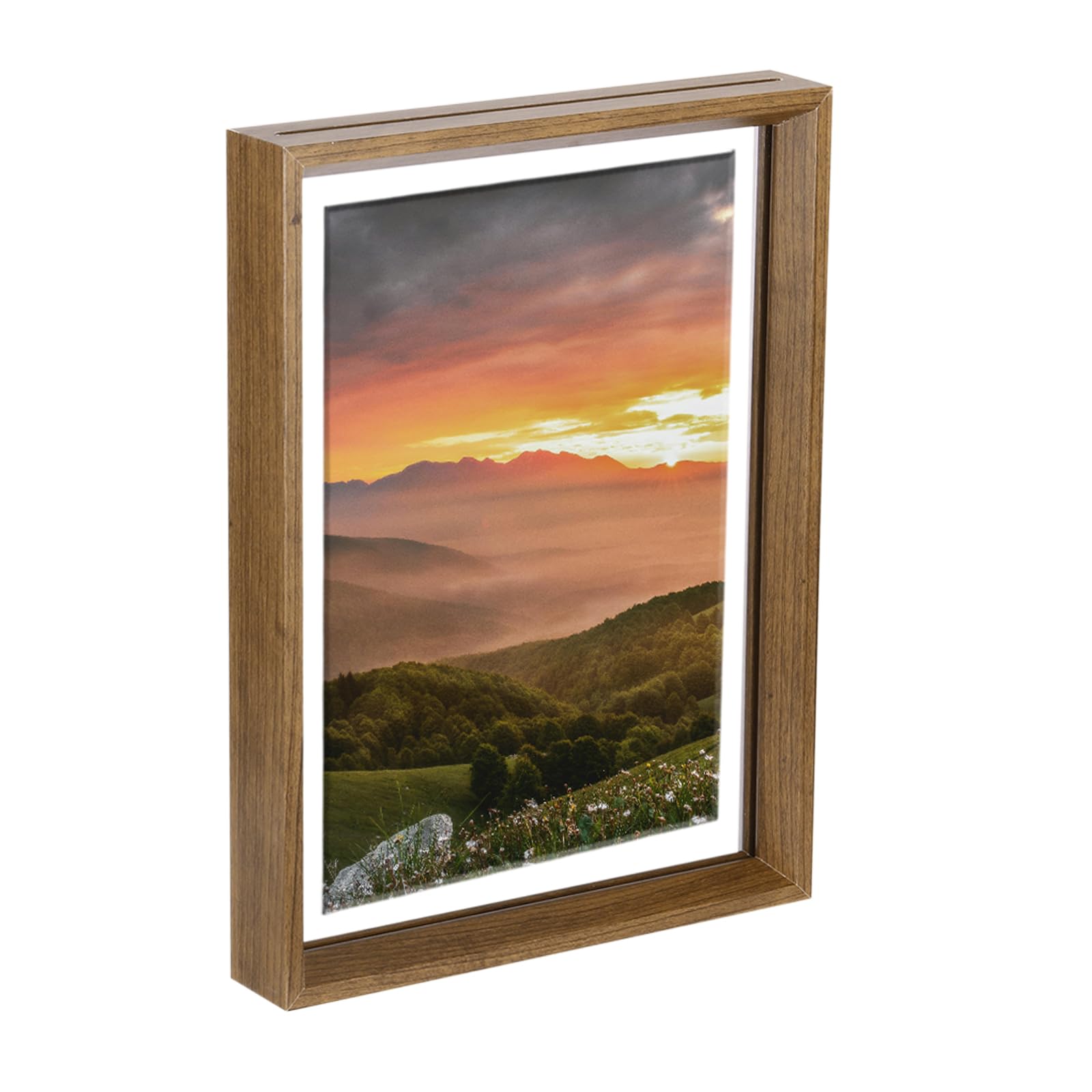sourcing map Floating Frame, 12 x 8 Inch Natural Wood Pictures Frames for Pressed Flowers Standing Wall Hanging Picture Collection, Natural Wood — image 1