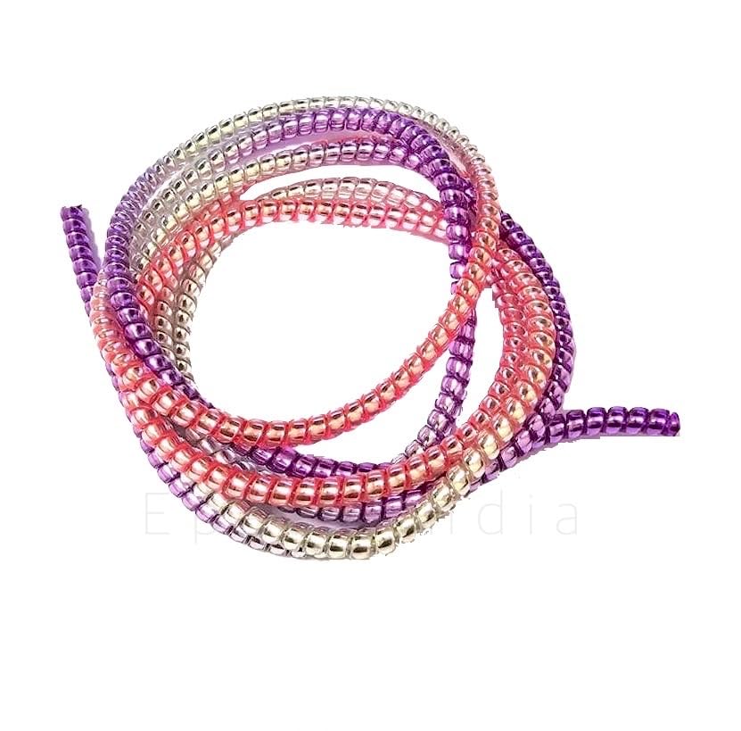 Image of J'TTON Spiral Metallic Color (2 Pcs) 1.2 Meters Each-Full Size Cable Cord Charger Protector Winder for iPhone & Android USB Charging Cables, Earphones, Lightning Cable (Multicolor)