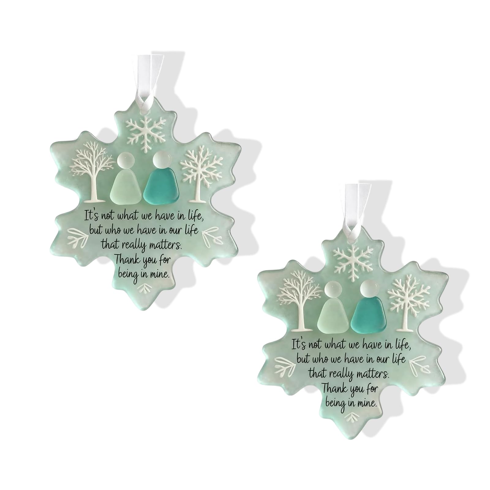 Targonix Snowflake-Shaped Friendship Ornament, Acrylic Hanging Christmas Tree Decoration, Sea Glass Friendship Decor for Friends, Sisters or Home Festive Display