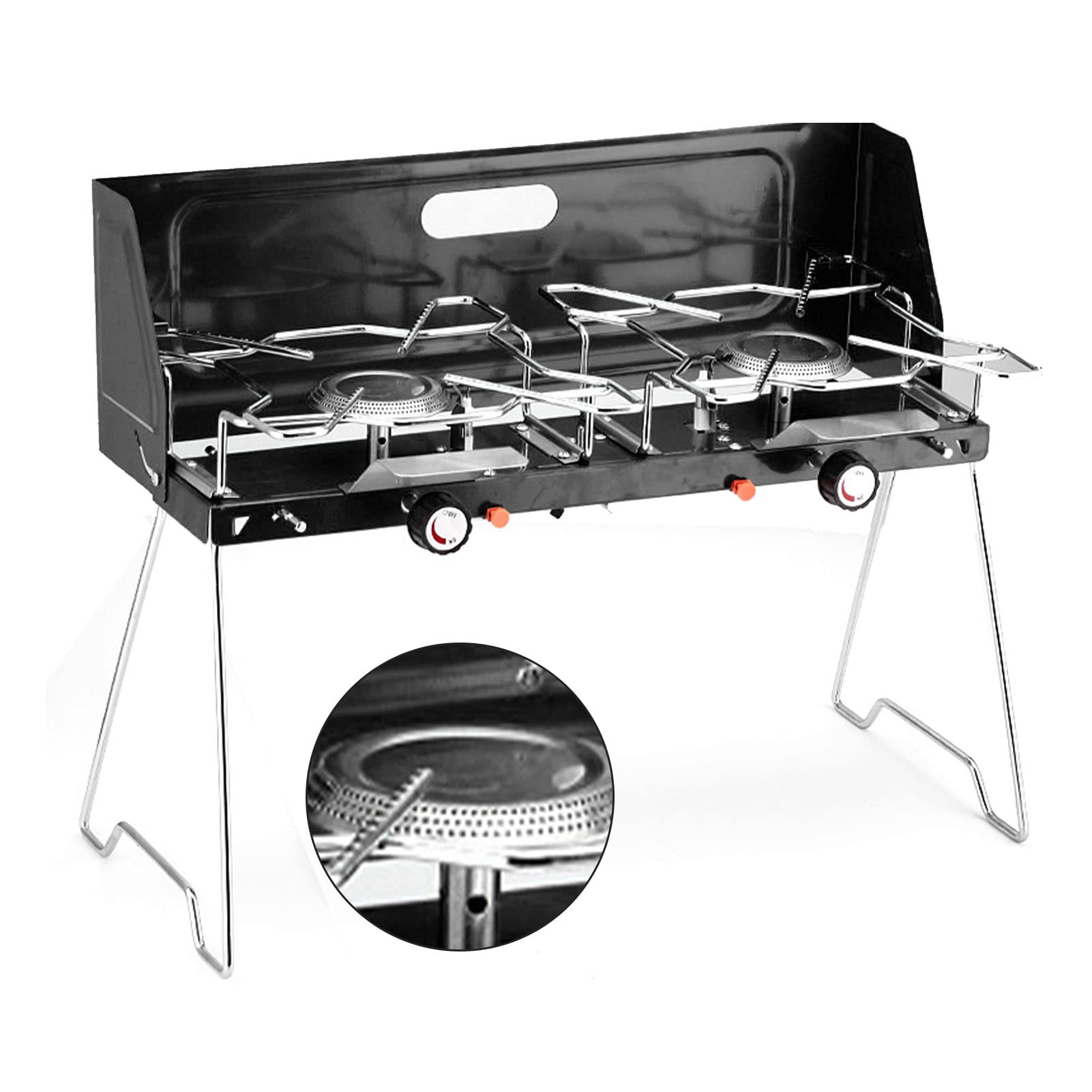 Gas One Doppelbrenner Campingkocher – Hochdruck Propan 2 Brenner Mit Windschutz, PSI-Regler & 1,2 M Schlauch