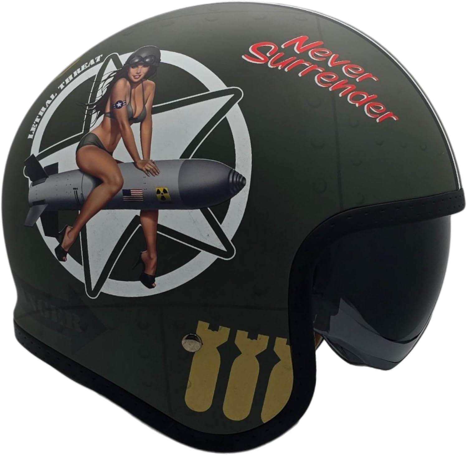Vega Helmet V8 Retro Open Face Helmet DOT & ECE Safety with Mirror Chrome Sunshield(Blocks Harmful UV, UVA, and UVC Waves) / Brown lux Suede Liners / Speaker Sockets