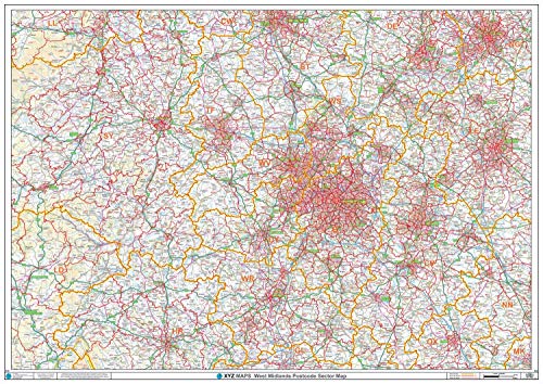 Carte du secteur à code postal West Midlands S10 papier mural de cartographie pro