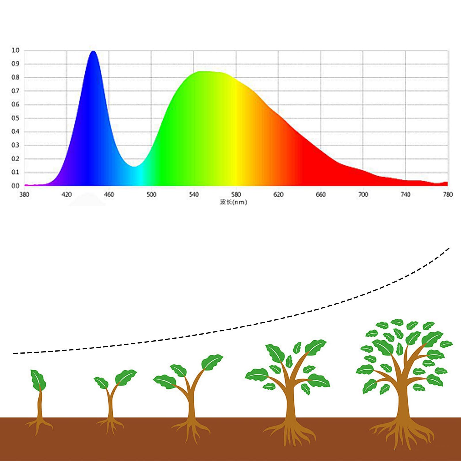 Bewinner Lámparas de Cultivo de Plantas de Espectro Completo Ajustables, Luz de Cultivo de Plantas de Espectro Completo, Dos Modos, Fácil Instalación y Uso, Luz de Cultivo LED para (Enchufe de la UE)