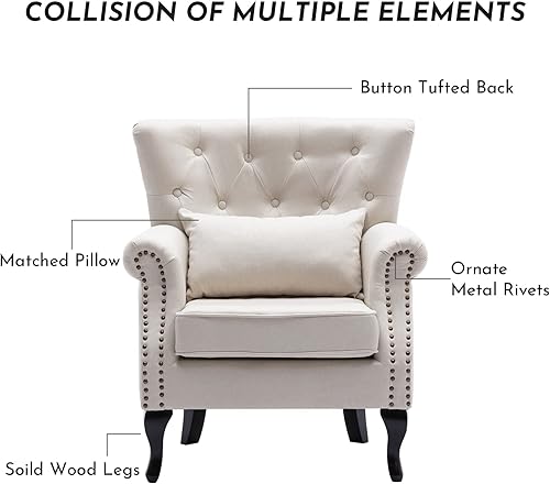 Miniatura 70 de Sillas de lectura Accent Midcentury - Sofá esquinero moderno y cómodo con respaldo copetudo para sala de estar, dormitorio, sala de recepción,