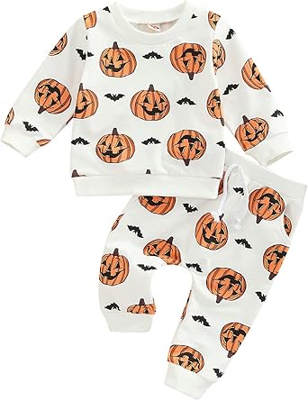 Loalirando Baby,Clothing,Baby Boys 0-24m,Outfits & Clothing Sets Infant Toddler Baby Boy Halloween Outfits Long Sleeve Shirts Pumpkin Sweatshirt with Pants 2Pcs Fall Winter Clothes Set