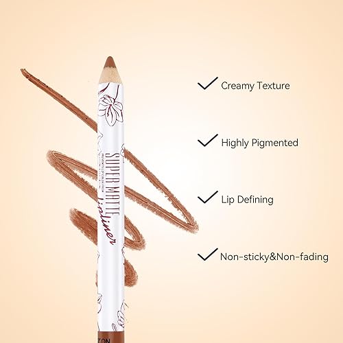Miniatura 6 de Boobeen Juego de 12 lápices delineadores de labios, delineador de labios mate de larga duración, lápiz delineador de labios cremoso suave y suave,