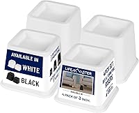 LIFEMASTER 4-Pack 3-Inch Bed Risers - Heavy-Duty Non-Slip Furniture Leg Lifters for Beds, Sofas, Chairs, Tables - 1300lbs Capacity, White