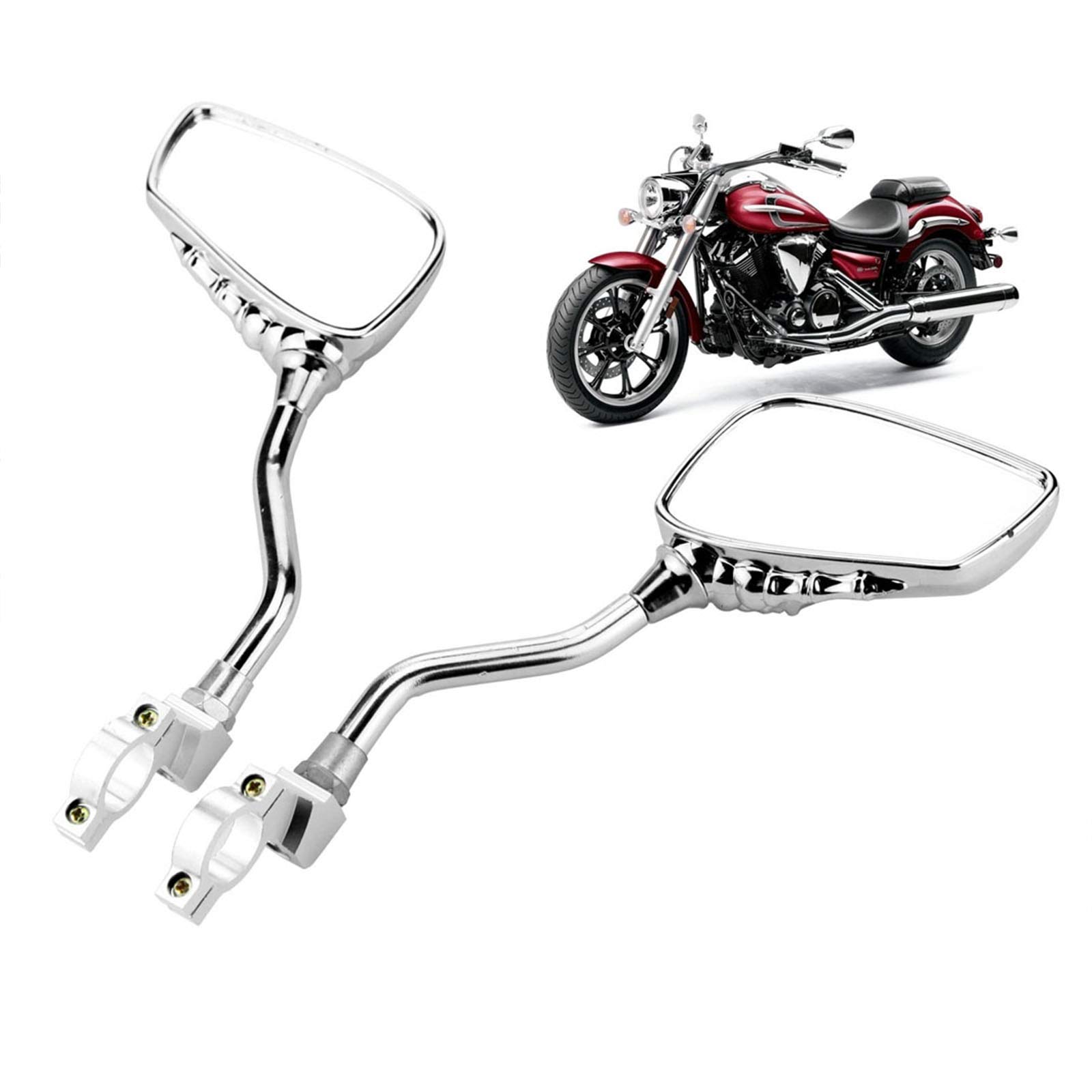 Support Rétroviseur Universel Moto - 10 Mm Aluminium Chromé Pour Guidon 7/8 (22 Mm) - Paire