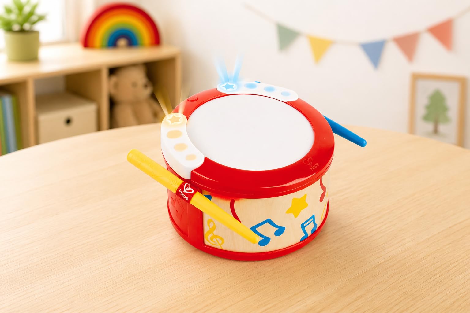 Hape Musikinstrumente Set Kinder, DJ Mischpult mit Trommel und Mikrofon, Musikspielzeug Holz für Kleinkinder