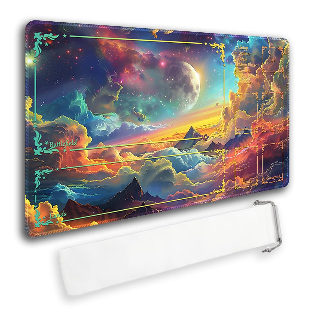 Durable MTG Playmat TCG Playmat with Zone and Locking Edges for MTG Gaming - Includes Waterproof Storage Bag (playmat (10),with Zone)