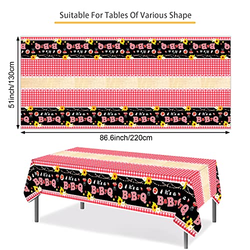 Phogary 3 Pieces Bbq Baby Shower Tablecloths, Plastic Sunflower Rustic Barbecue Table Covers thumb #1