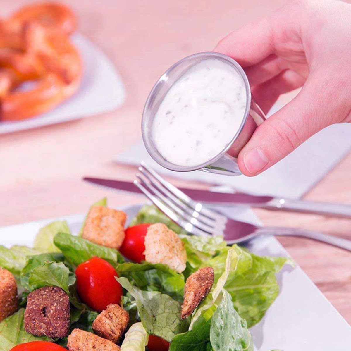 12 Pezzi Tazze per Salse in Acciaio Inossidabile Argent | Forma Rotonda, Resistenti All’usura, Comode da Riporre, per Negozi Alimentari e Tavola