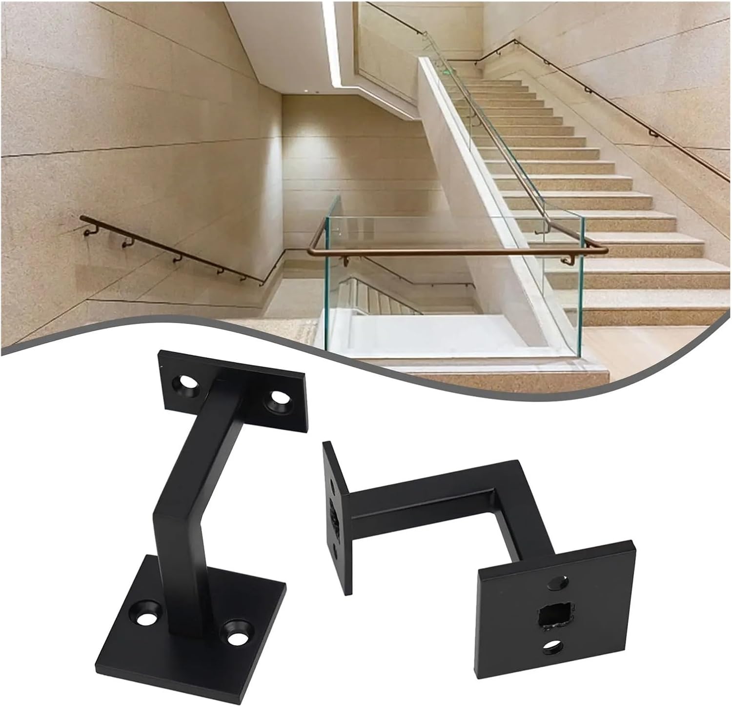 2Pcs Handrail Bracket Square Bracket Holder for Stairs Adjustable for Bathroom Wall Storage for Support