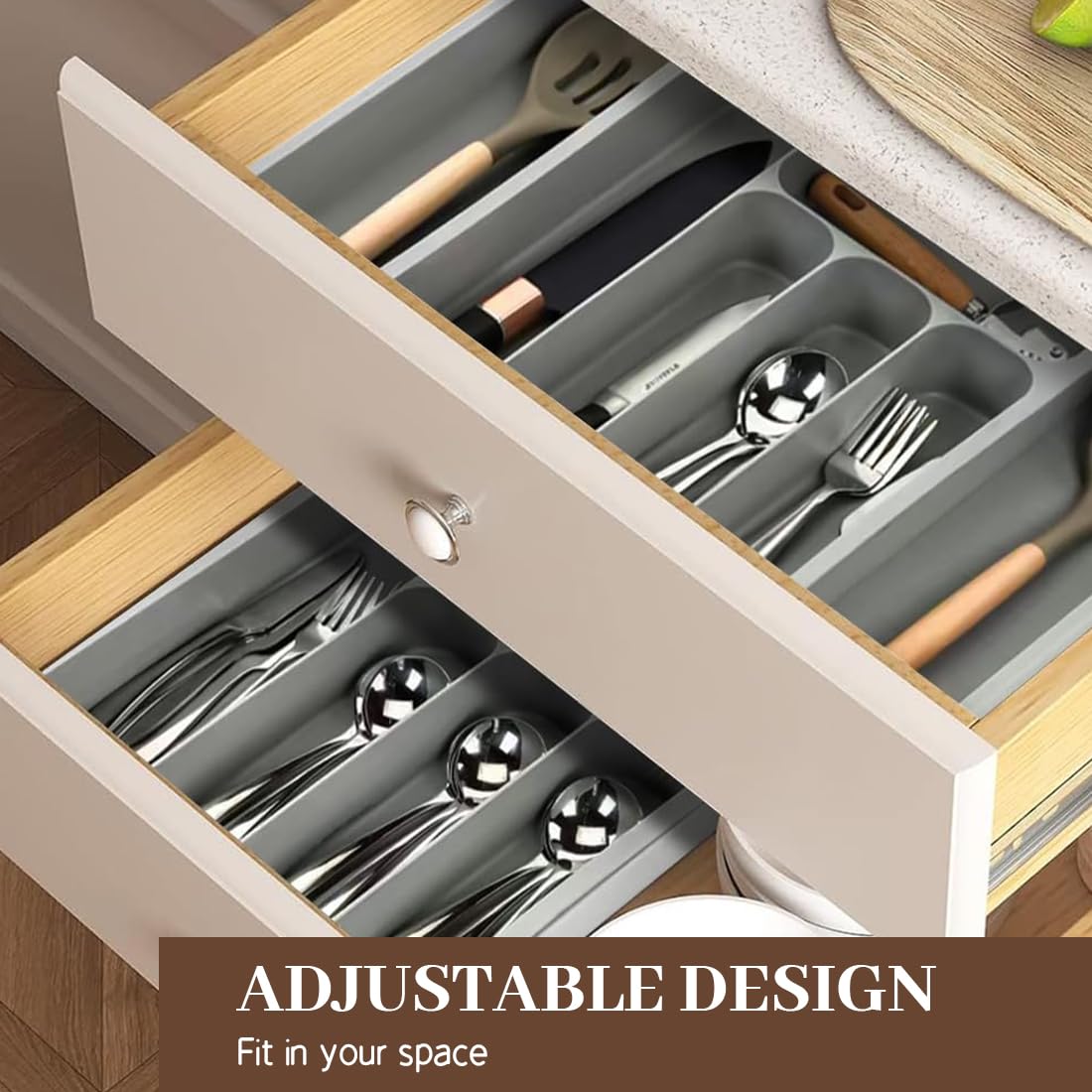 Besteckkasten für Schubladen Verstellbar Besteckhalter Besteckeinsatz Schubladeneinsatz 7 Fächer Besteck Schublade Organizer Utensilienhalter für Küche Löffel Gabeln Messer Groß Küche, Haushalt & Wohnen