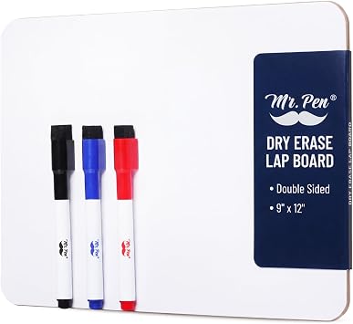 Mr. Pen- Small Dry Erase Lapboard, 9x12 Inches, 3 Markers