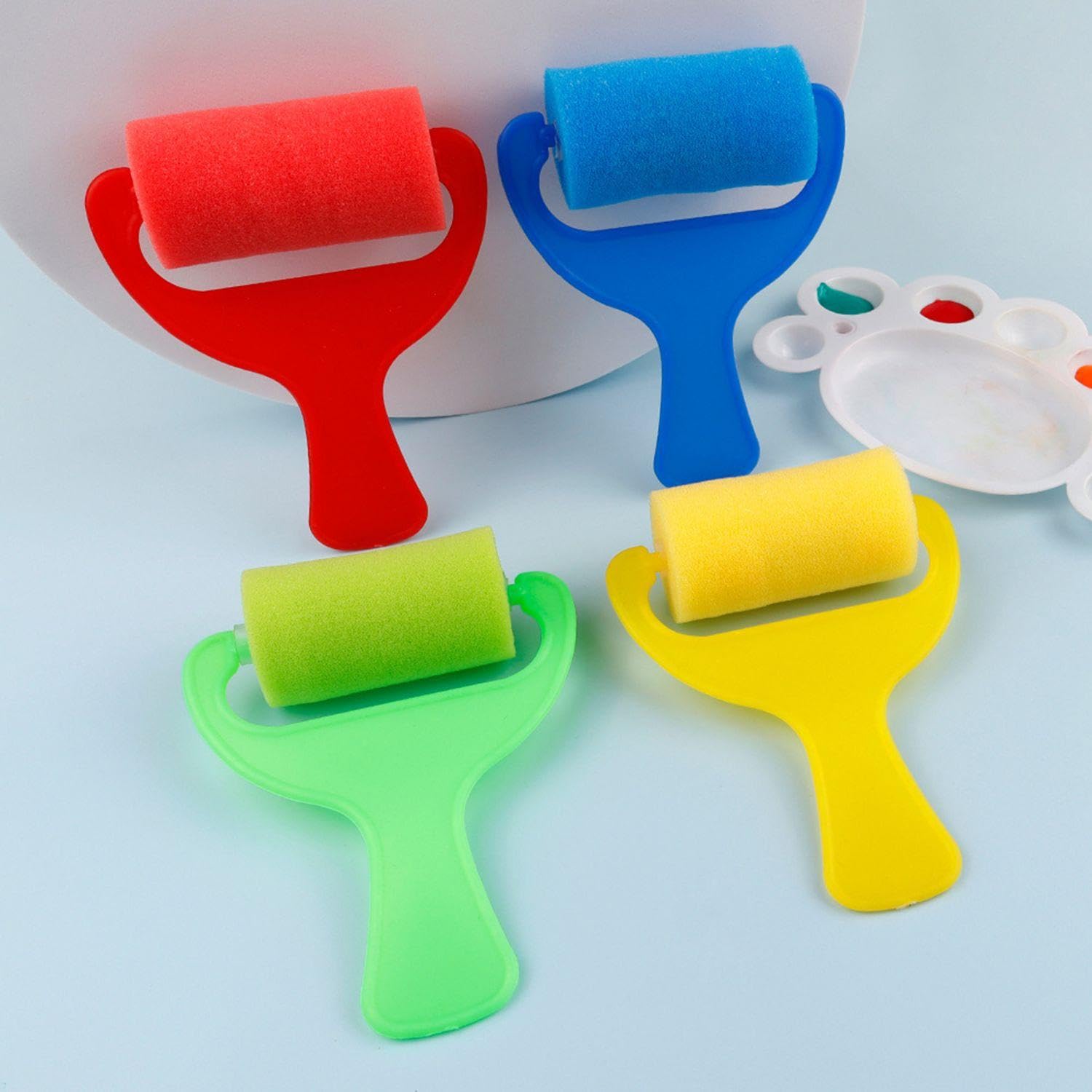 Pinceaux À Rouleau en Éponge, Manche en Plastique, Outils De Peinture, 8 Pièces