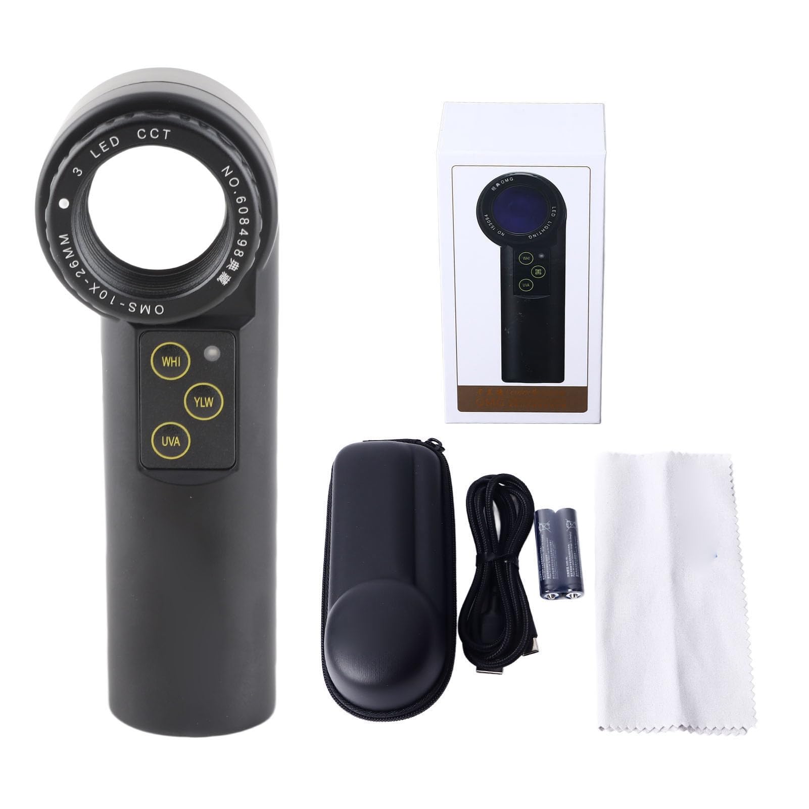 Lupa Monocular con Luz LED Portátil y Conveniente para Coleccionistas de Joyas y Antigüedades Plástico 1x (10X)