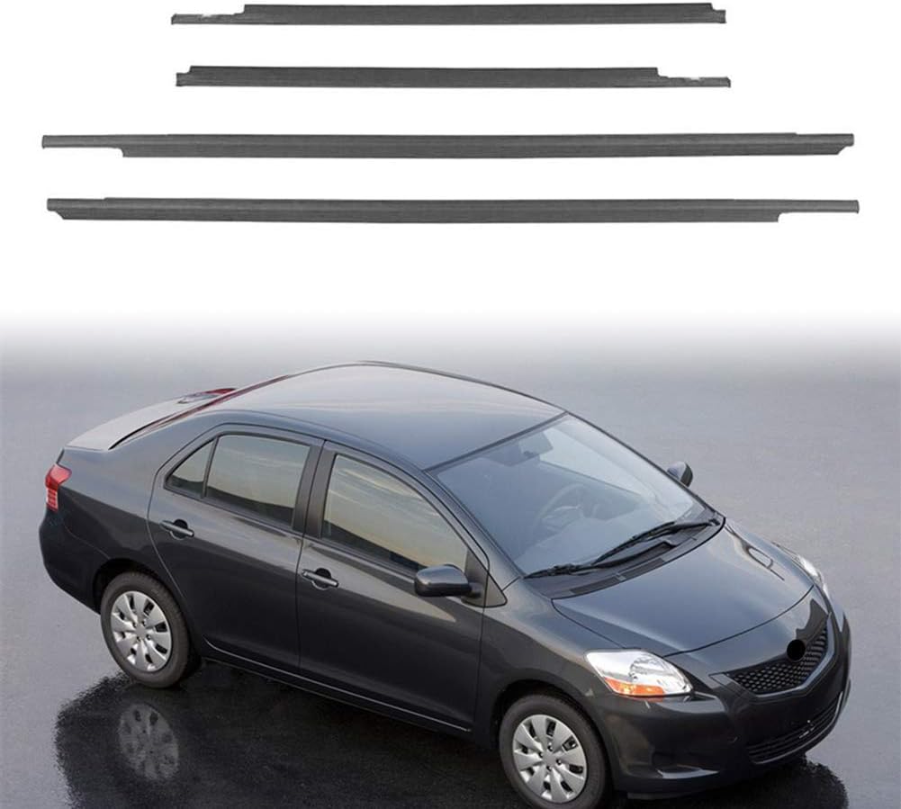 4 PCS Car Window Moulding Trim Weatherstrip Window Moulding Trim Seal Belt for Toyota Yaris Sedan 4-Door 2007 2008 2009 2010 2011 2012 2013 2014 2015 2016，Black