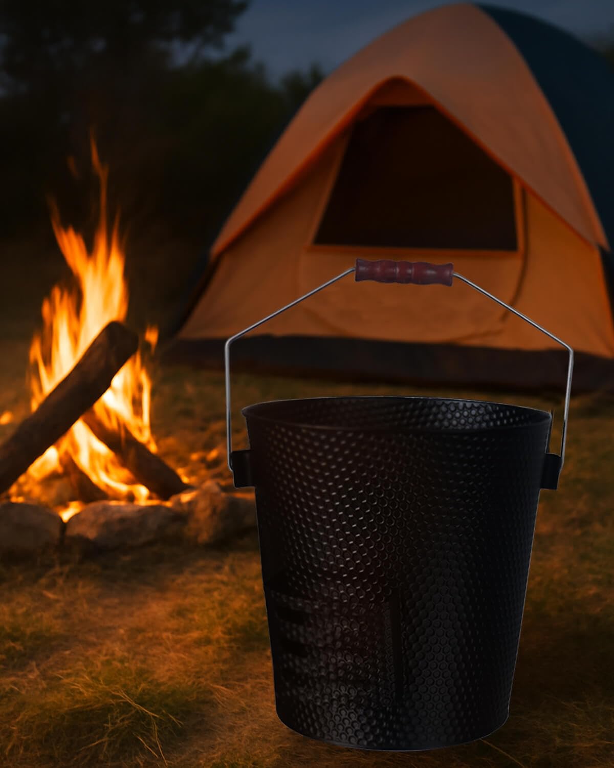 Cubo de ceniza de 5 galones con tapa, pala, escoba y guantes, hierro galvanizado resistente, resistente al fuego, acabado negro, perfecto para chimeneas, fogatas, estufas de leña y parrillas
