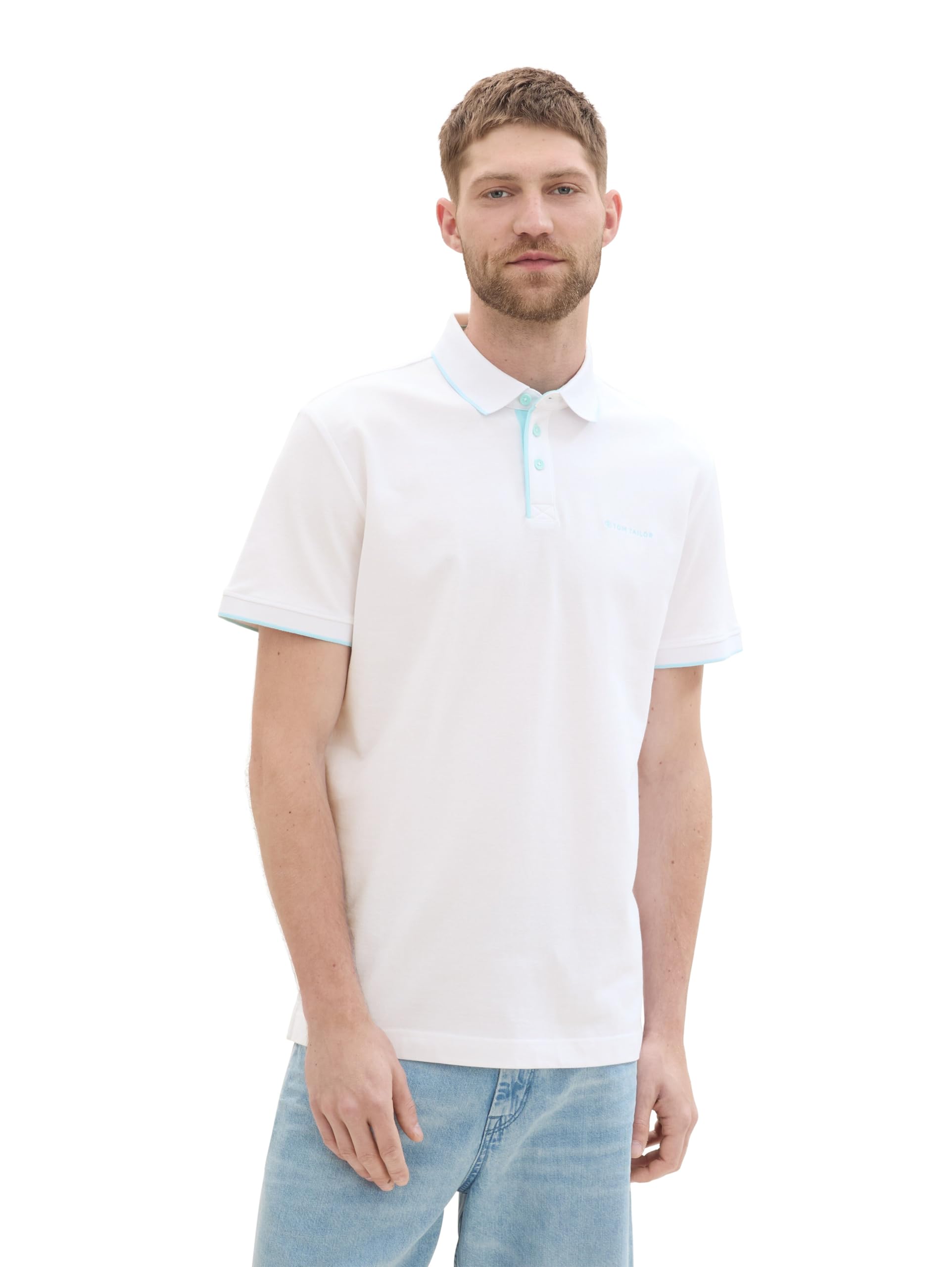 TOM TAILOR Men's 1041872 Polo Shirt, 20000-White, L