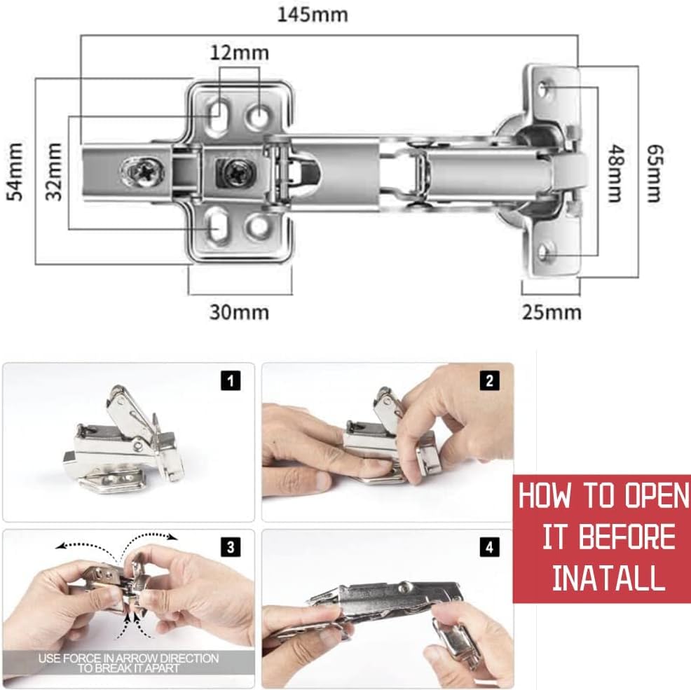 2 Pcs Kitchen Cabinet 165 Degree Full Overlay Hinges Frameless Cabinet Doors Hinges, Soft Close Corner Kitchen Cabinet Hinges Folding Mute Cabinet Hinges - Image 3