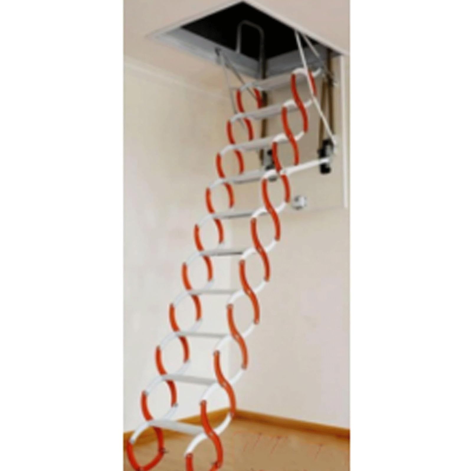MUYRJLZX Practical Attic Ladder, Foldable, Wall and Ceiling, Manual, Retractable, Telescopic, without Armrest (Orange, 70 x 120 cm)
