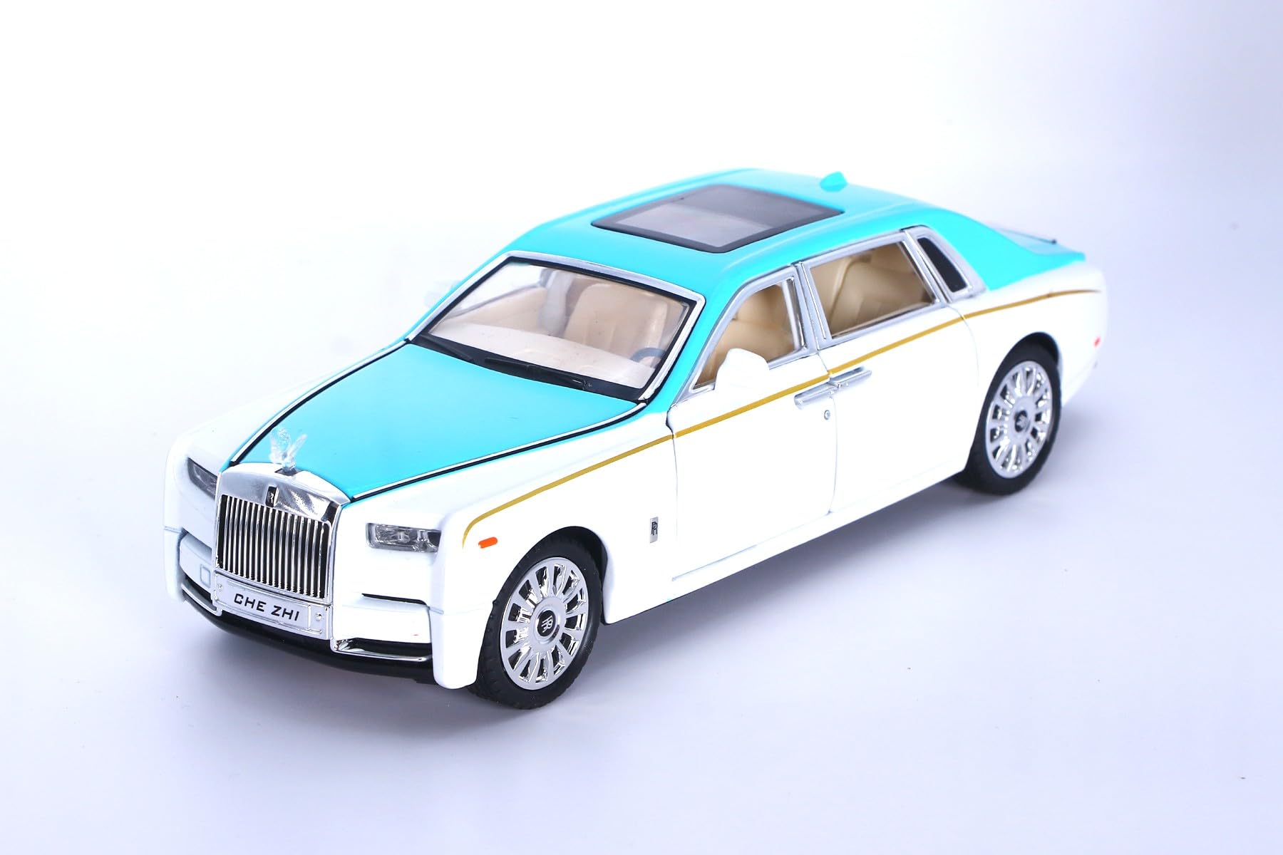 JOYBER Rolls Royce Phantom Toy Car | 1:24 Rolls Royce Diecast Model | Rolls Royce Metal Car with Light & Music | Original Diecast Cars | White Blue | Gift Toys for Boys 7-14 Years-image-21