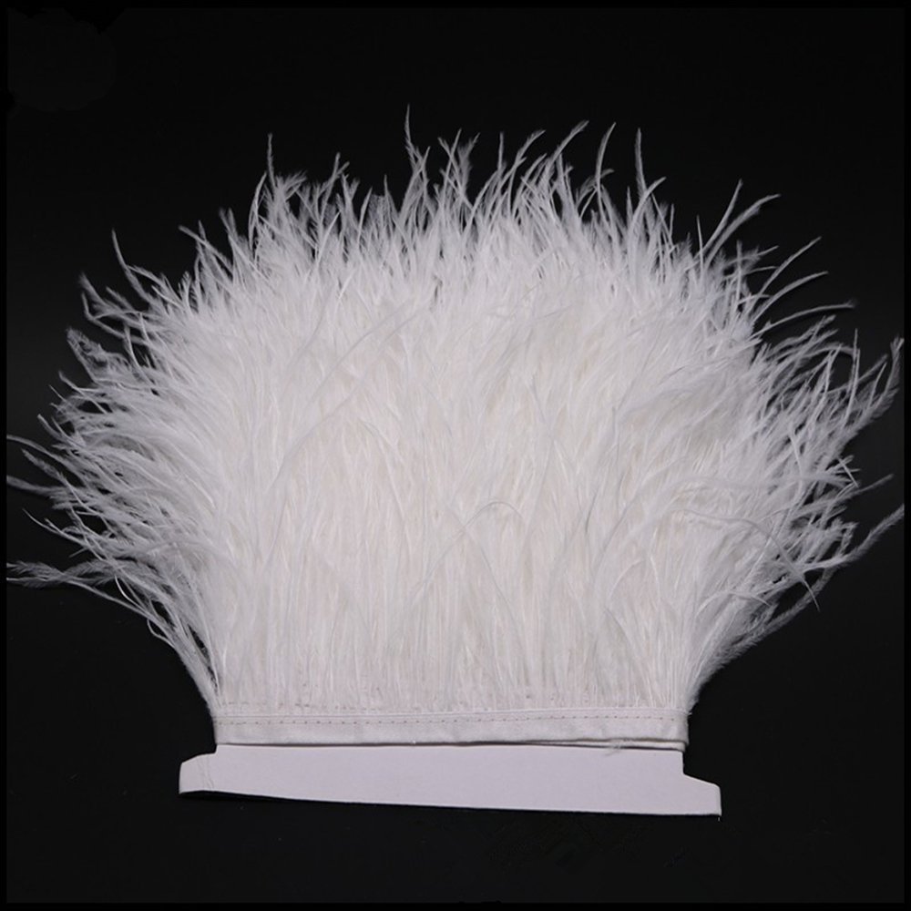 FQTANJU 2 Yards Soft & Natural Ostrich Feathers Fringe Trims Ribbon Used for Dress Sewing, Craft Clothing - Image 4