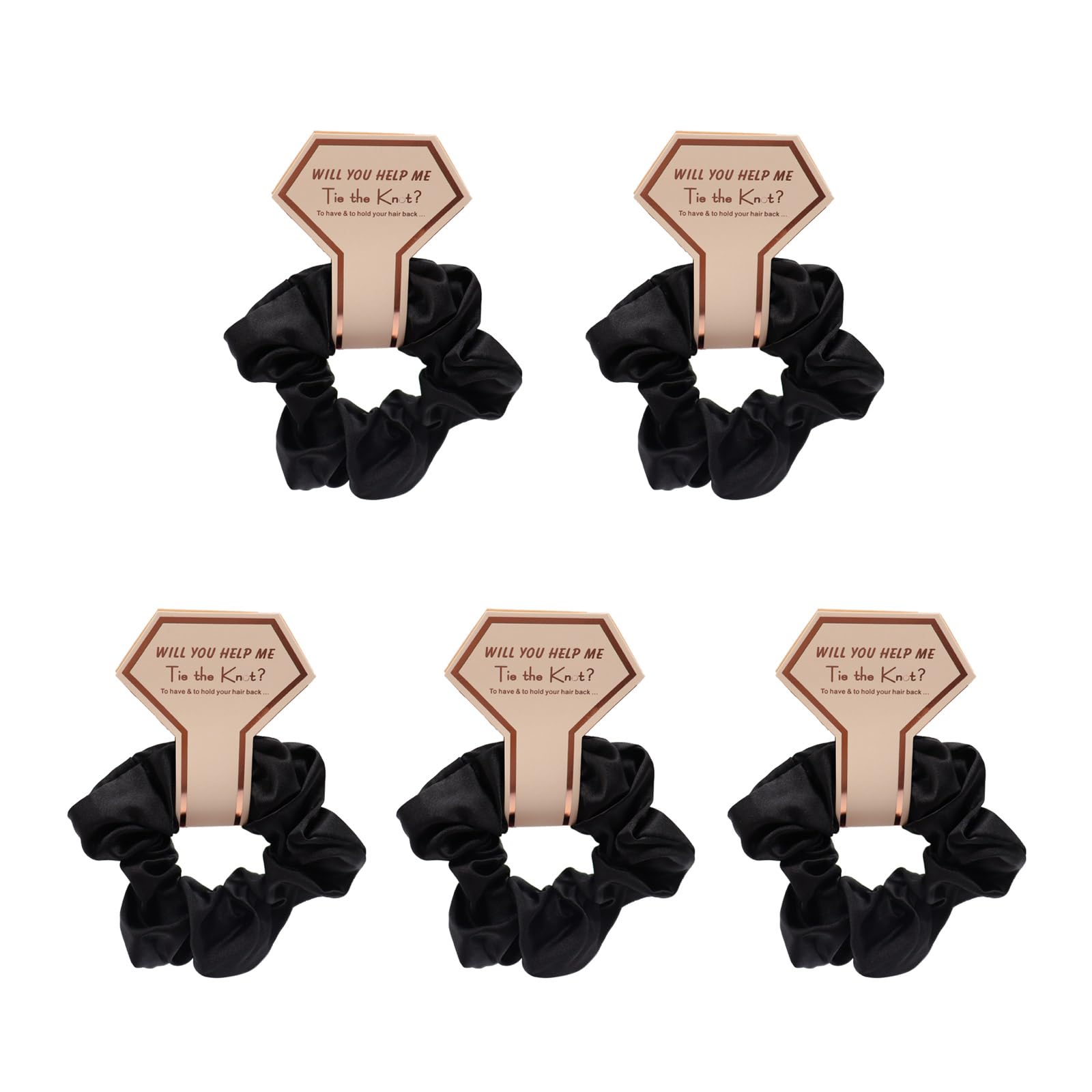 Fentency Bridesmaid Hair Scrunchies Elastic Satins Scrunchies Bridal Shower Wedding Hair Rope Scrunchy Women Ponytail Holder 5PCS