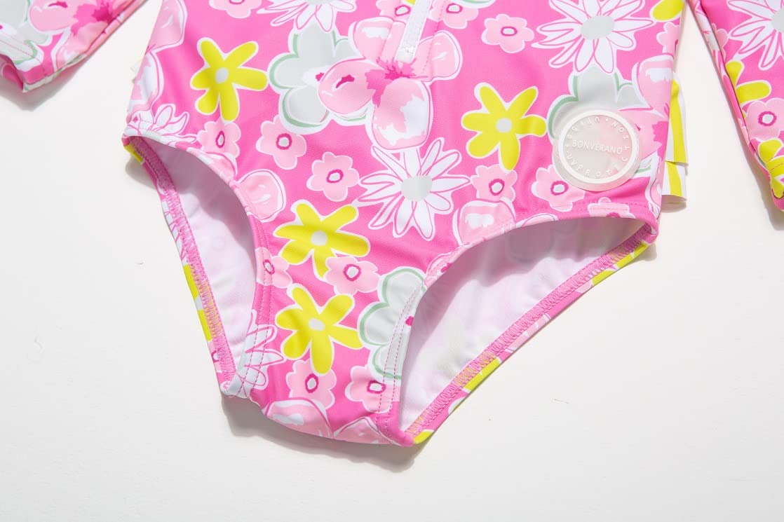BONVERANO Traje baño bebé protección Solar UPF 50+ Cierre Cremallera con Volantes