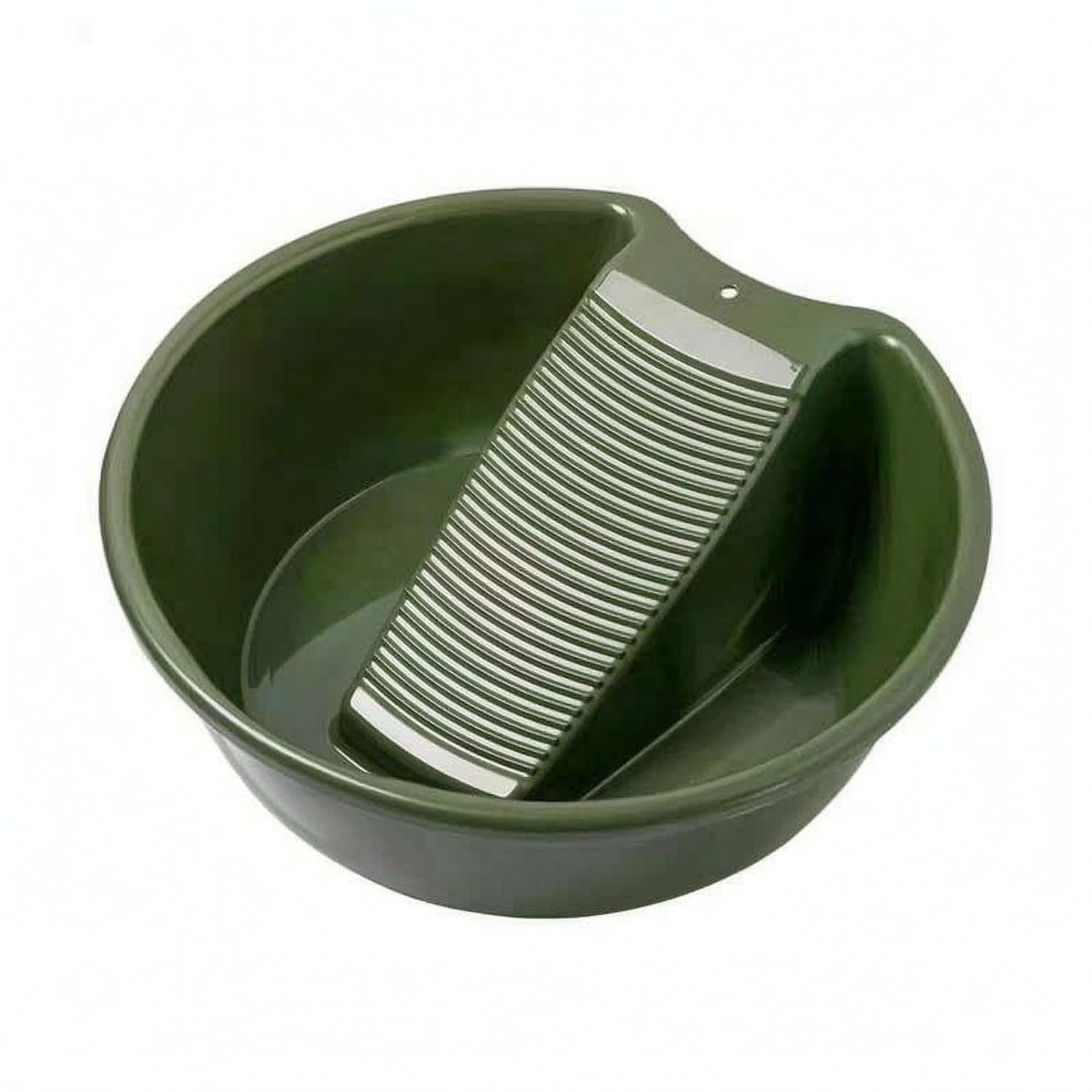 Angled Insert Wash Basin with Washboard Pouring Notch Washboard Basin Wide Rim Hand Scrubbing Tub Glossy for Clothes Washing, Dark Green, Thick L-image-30