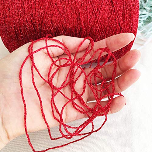 Clisil 100gram DIY Red Lurex Thread Shining Yarn Glitter Sparkle Yarn Metal Yarn DIY Fancy Sparkle Yarn Crochet Knitting Sweater Scarf Bag Yarn Accessory Yarn
