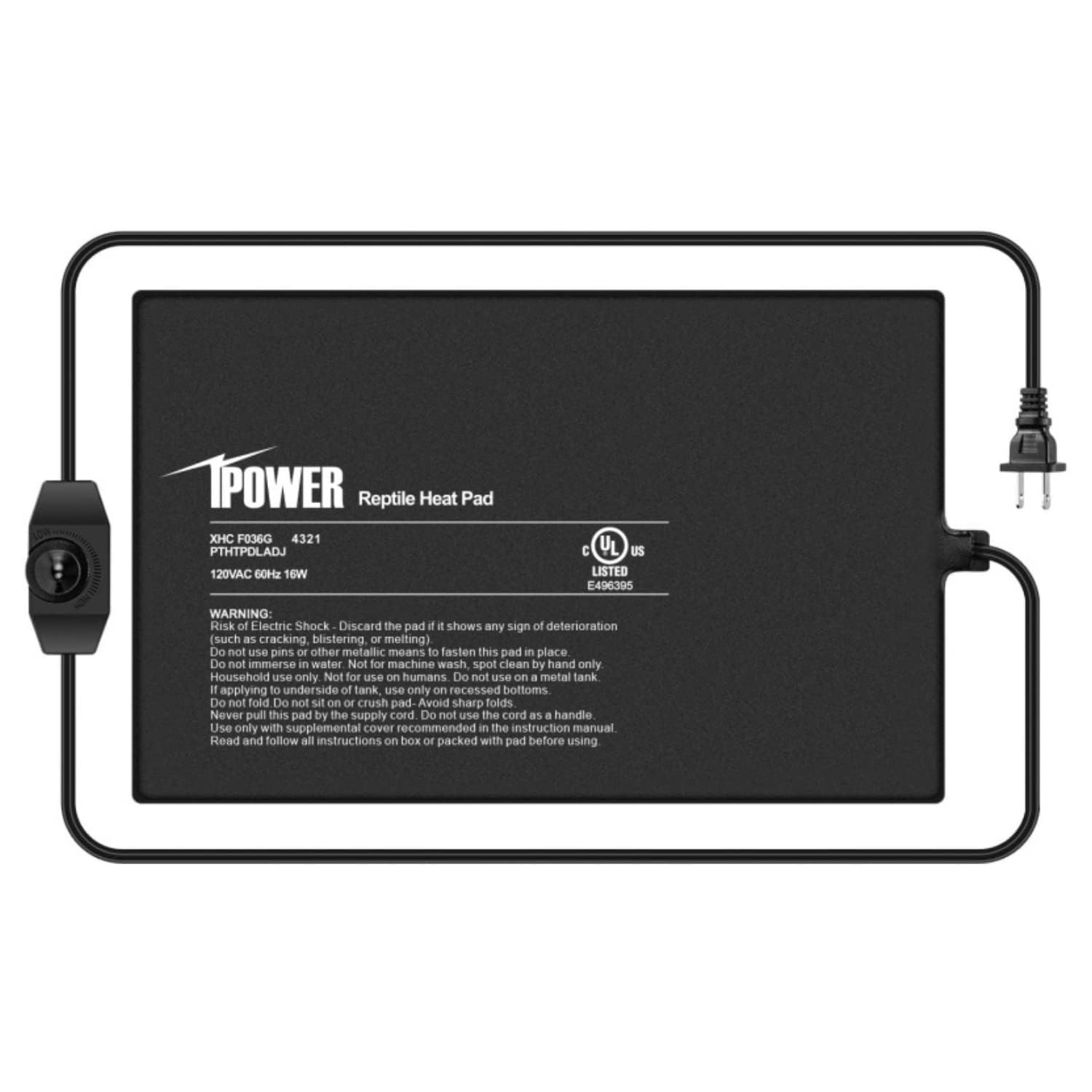 iPower 8 by 12-Inch 16 Watts Reptile Heating Mat with Temperature Controller Under Tank Warmer Terrarium Heat Pad for Reptiles and Amphibians, Black